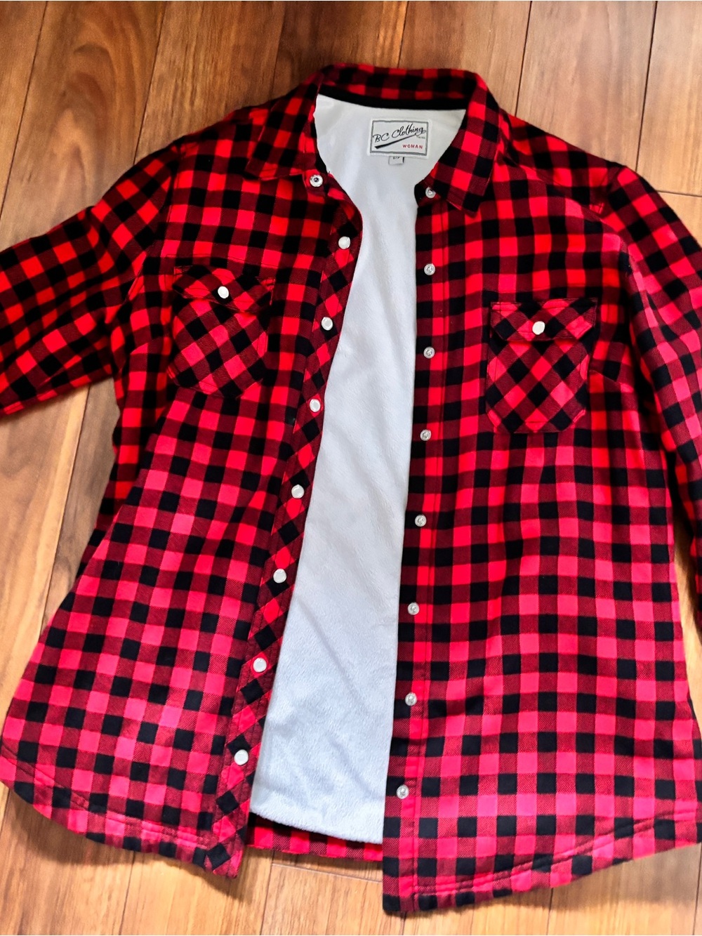 Active USA Red and Black Checkered Flannel Button-Up Shirt